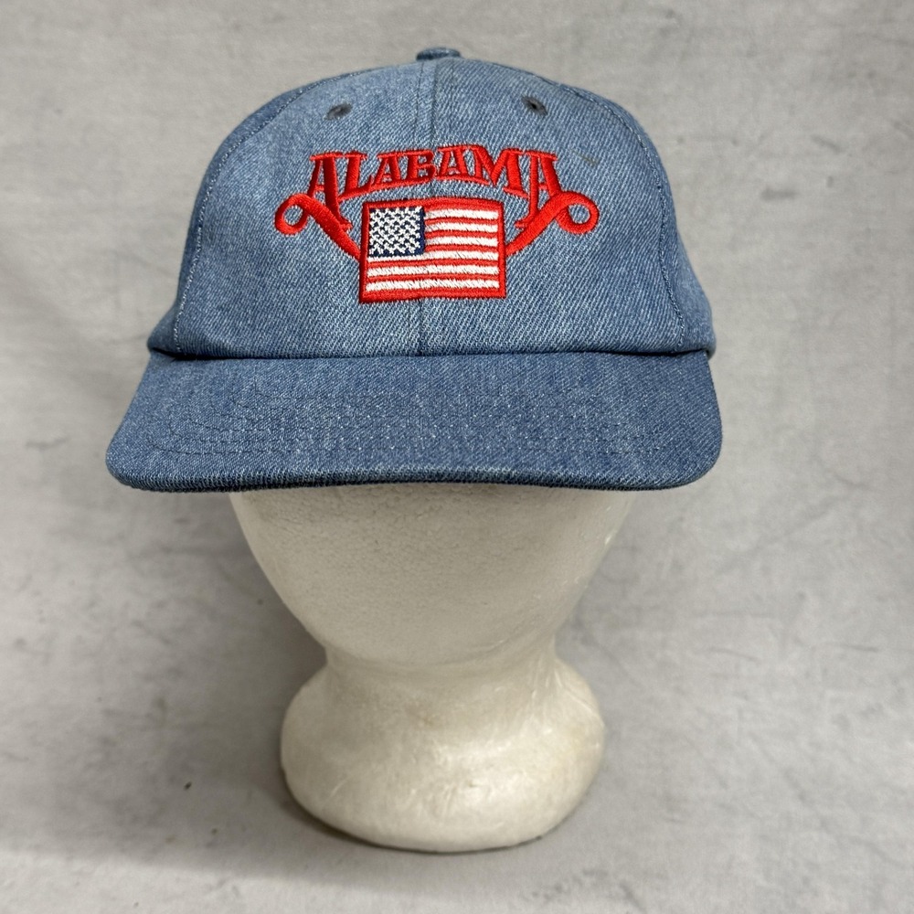 Reelfoot Hat Cap Snap Back One Size Blue Denim Alabama USA Flag Embroidered Mens